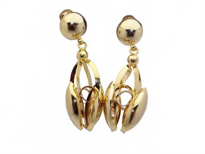 Gold Tone Modern Clip On Earrings0