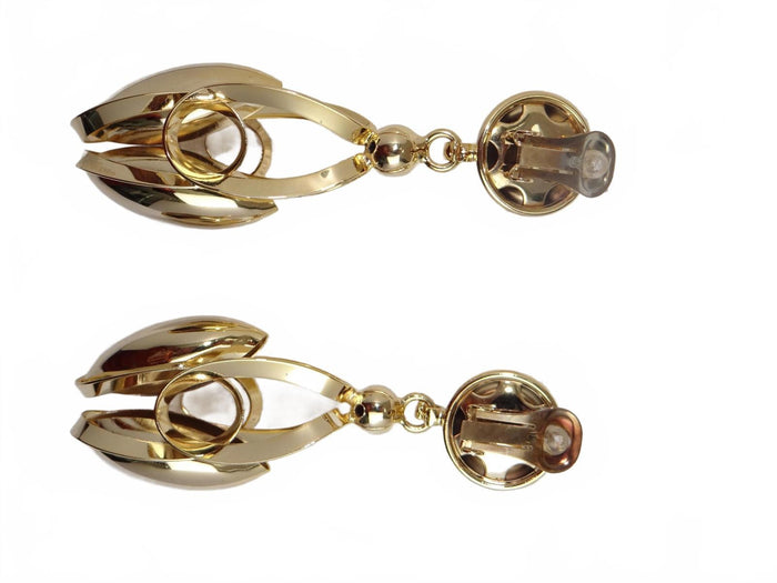 Gold Tone Modern Clip On Earrings2