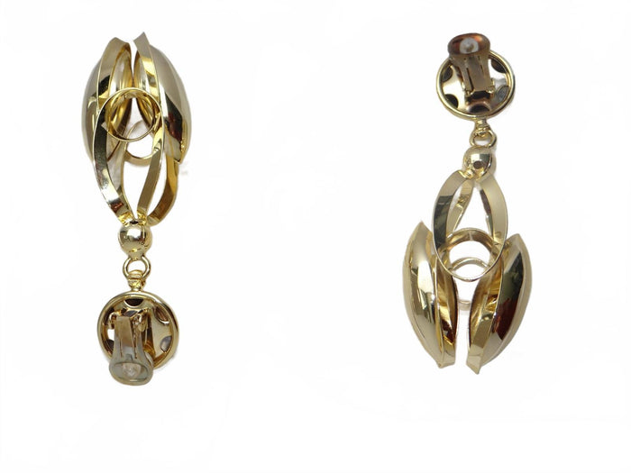 Gold Tone Modern Clip On Earrings3