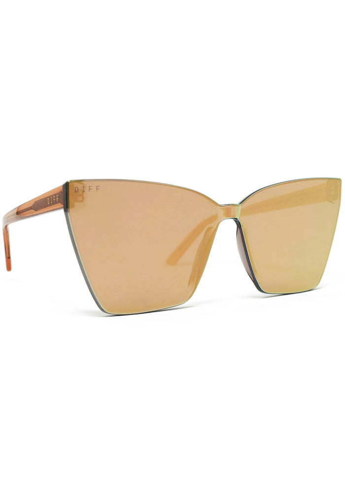 DIFF Eyewear Goldie Sunglasses in brown sugar bronze mirror — detail view