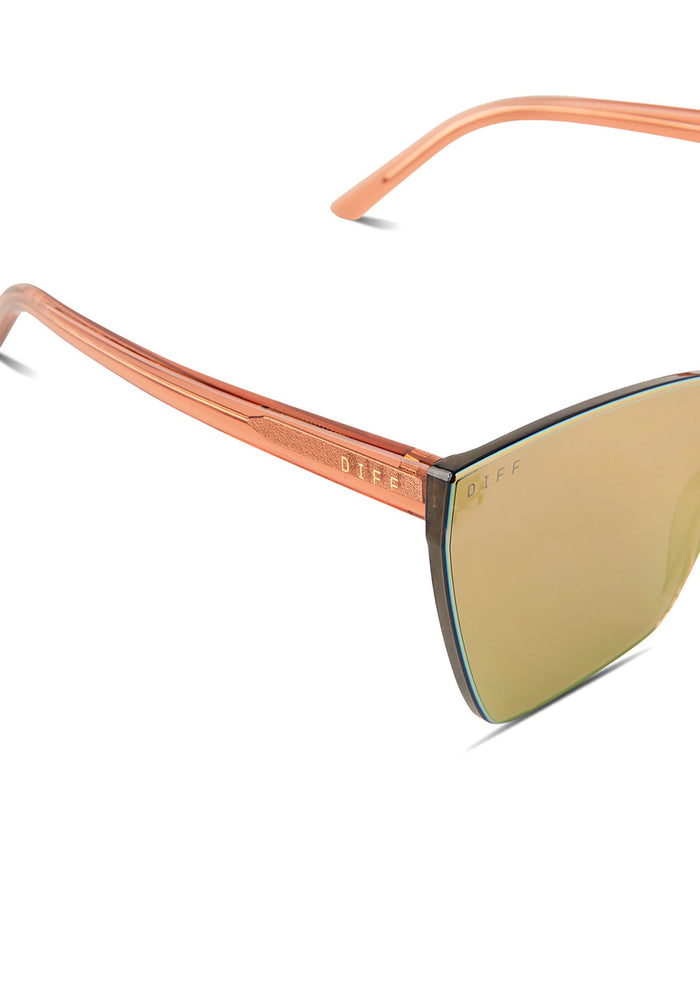 DIFF Eyewear Goldie Sunglasses in brown sugar bronze mirror — detail view 2
