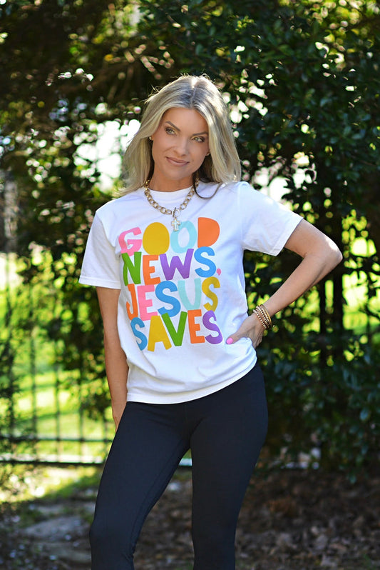 Good News, Jesus Saves {Comfort Colors}