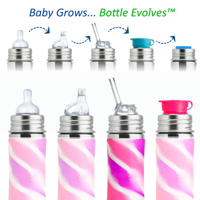 Gourde à paille Free Inox 325ml Pura - Pink swirl