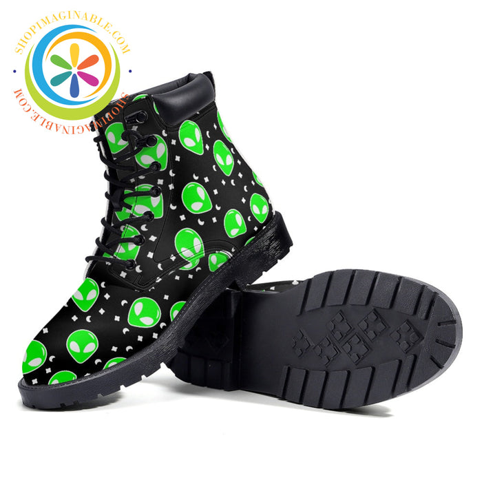 Green Aliens - Leather Martin Boots