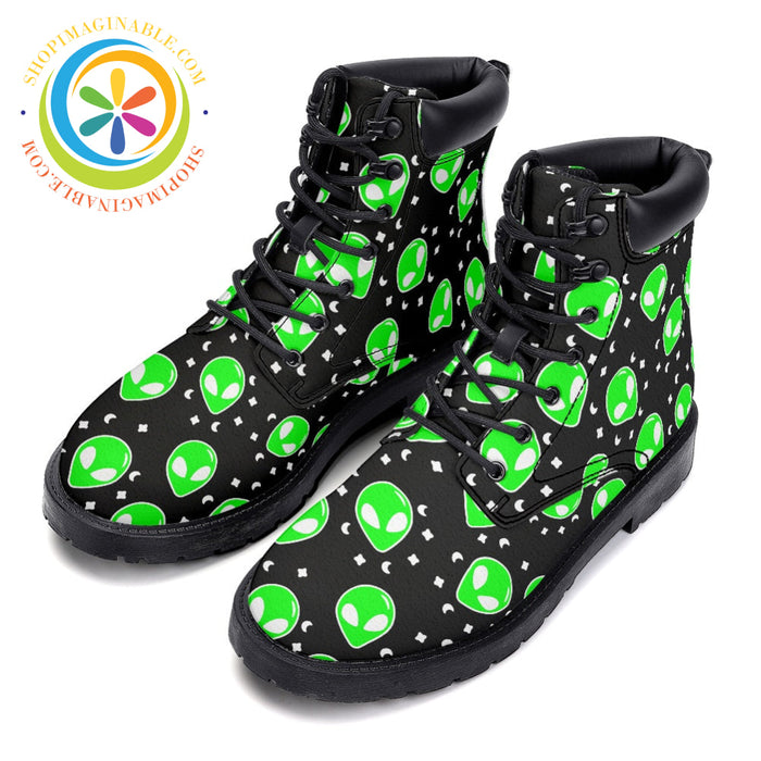 Green Aliens - Leather Martin Boots