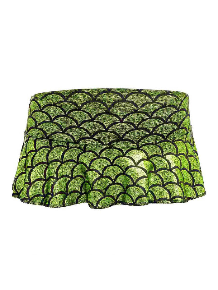 Green Fish Scale Reflective Miniskirt