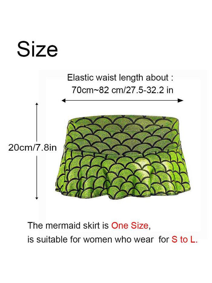 Green Fish Scale Reflective Miniskirt