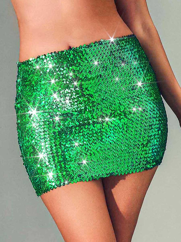 Green Glitter Mini Pencil Skirt