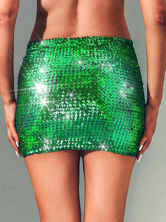 Green Glitter Mini Pencil Skirt