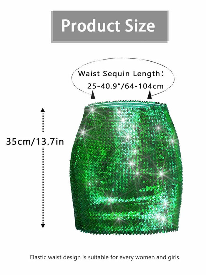 Green Glitter Mini Pencil Skirt