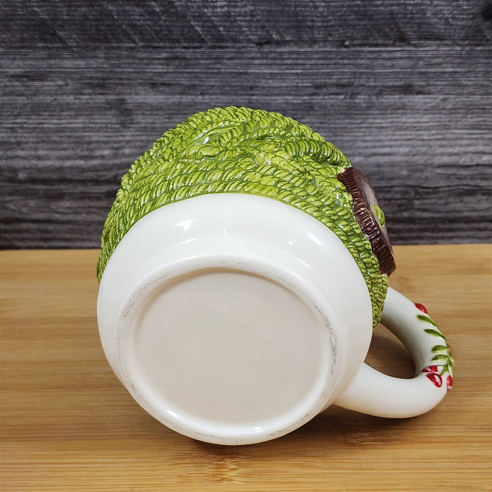 Green Knit Design with Button Mug and Cherry Handle Tea Cup Ceramic by Blue Sky