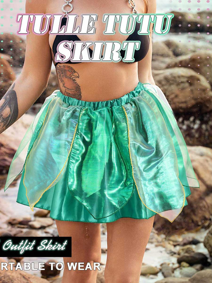 Green Reflective Leaf Tutu Skirt