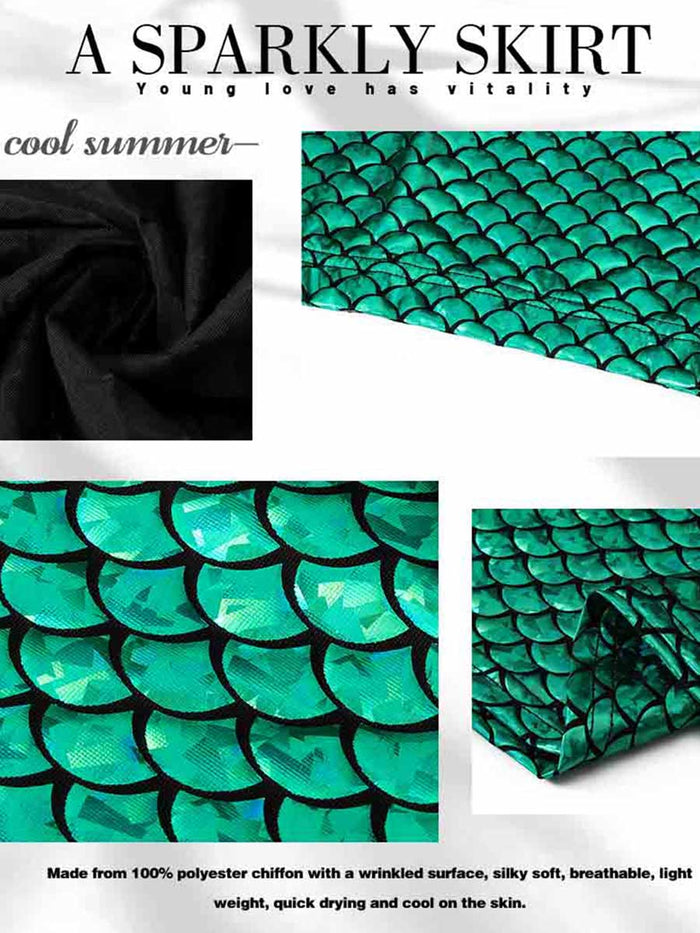 Green Reflective Mermaid Maxi Skirt