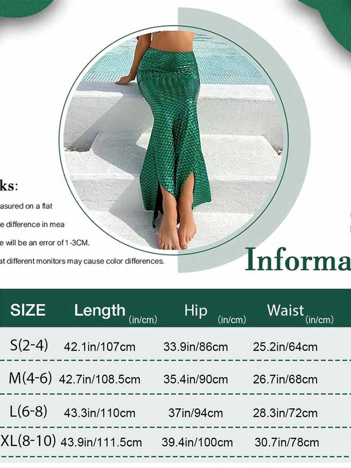Green Reflective Mermaid Maxi Skirt