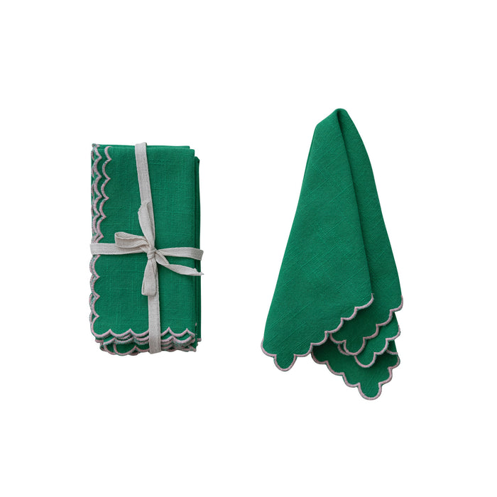 Green Scalloped Edge Napkin Set