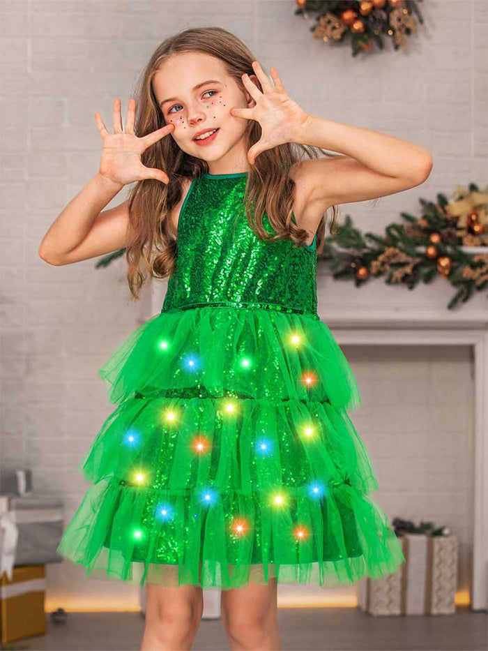Green Sequin Children's Dress Perfect for Christmas