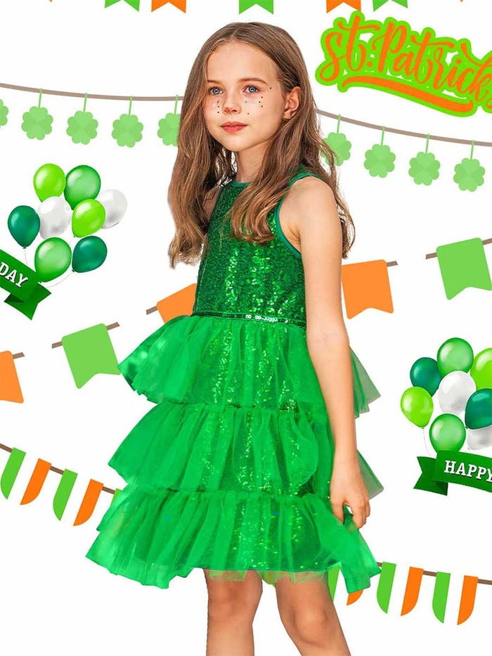 Green Sequin Children's Dress Perfect for Christmas