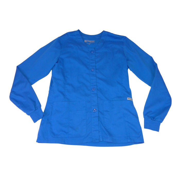 Greys Anatomy by Barco Womens Blue Button Front Scrub Jacket Long Sleeve M 39750