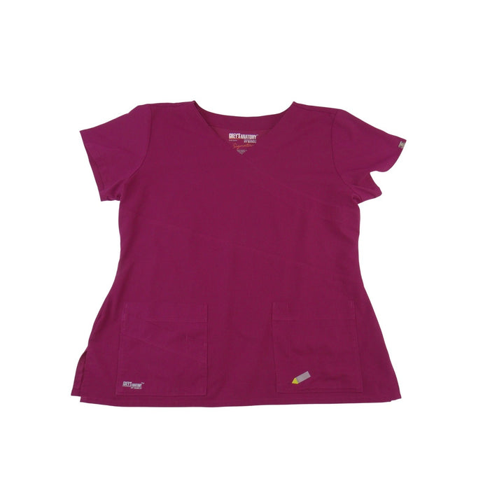 Greys Anatomy Signature by Barco Magenta V Neck Scrub Top Womens XL 34060