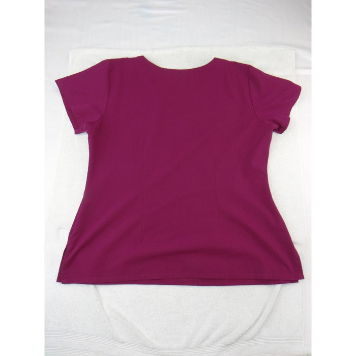 Greys Anatomy Signature by Barco Magenta V Neck Scrub Top Womens XL 34061