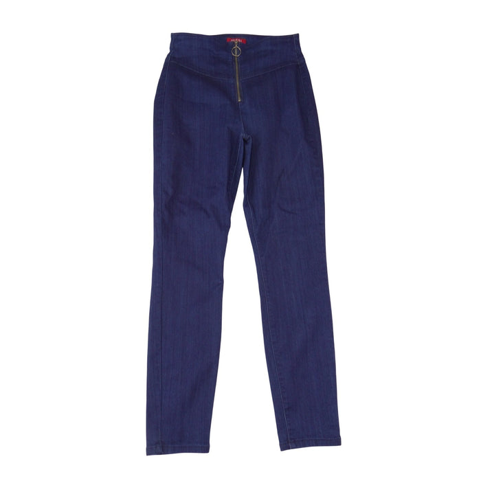 Guess Womens High Rise O Ring Zipper Skinny Jeans Dark Wash Blue Q0PA04R3N00 300