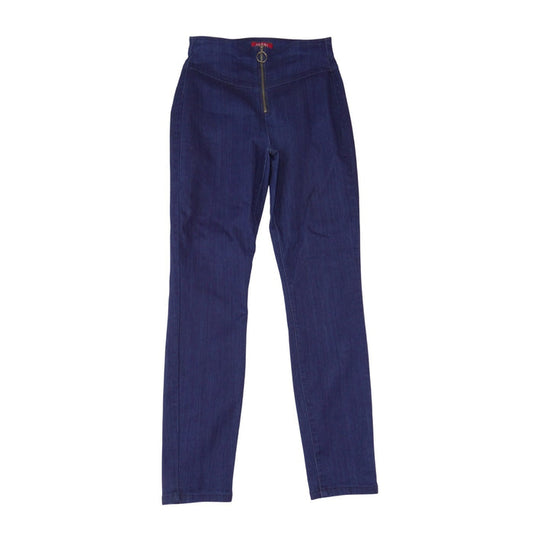 Guess Womens High Rise O Ring Zipper Skinny Jeans Dark Wash Blue Q0PA04R3N00 300