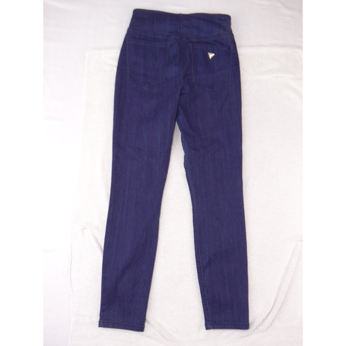 Guess Womens High Rise O Ring Zipper Skinny Jeans Dark Wash Blue Q0PA04R3N00 301