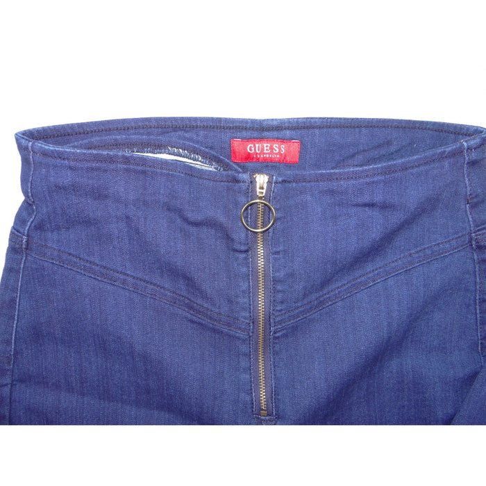 Guess Womens High Rise O Ring Zipper Skinny Jeans Dark Wash Blue Q0PA04R3N00 304