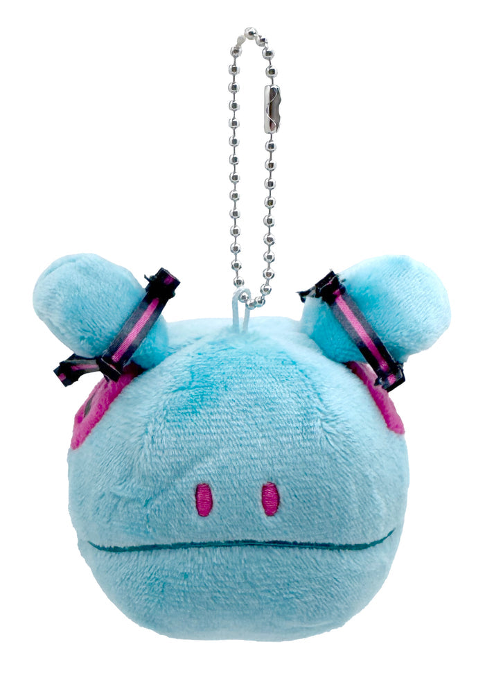 Bandai Gundam 45th Anniversary x Hatsune Miku MikuHaro Plush Mascot Keychain in blue with Miku x Haro limited-edition plush design — front view