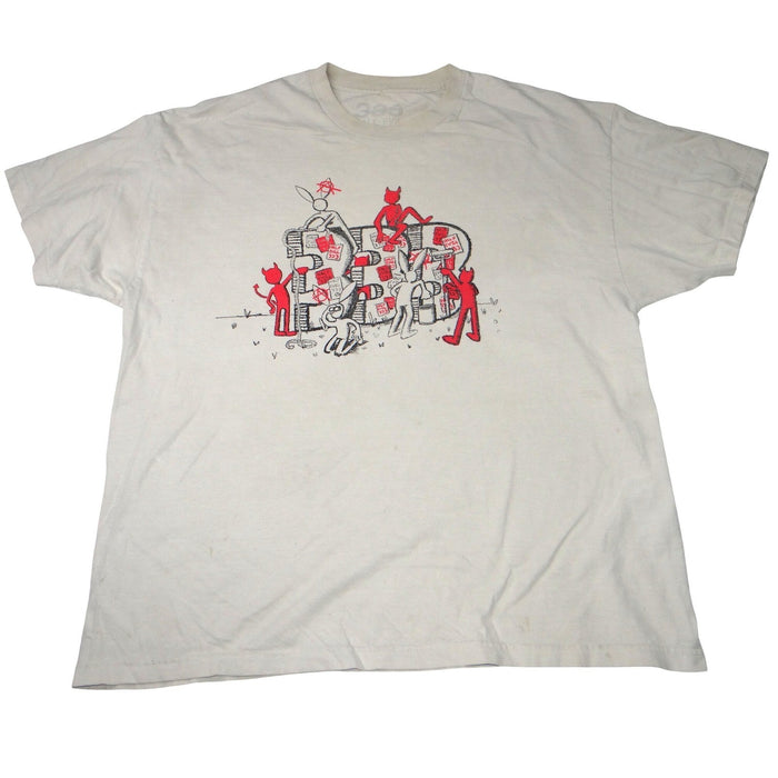 Half Evil 333 Mens Graphic T Shirt Cream Off White Devils Rabbits Streetwear XL0