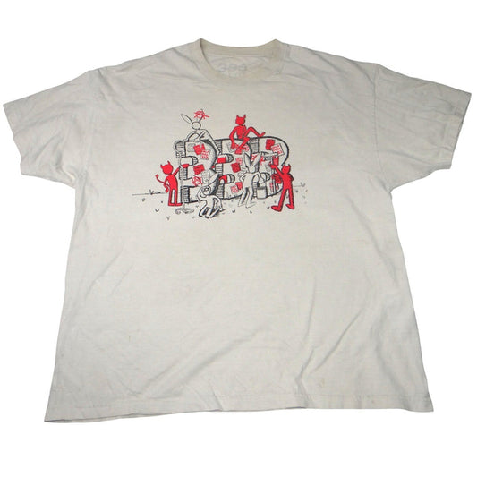 Half Evil 333 Mens Graphic T Shirt Cream Off White Devils Rabbits Streetwear XL0