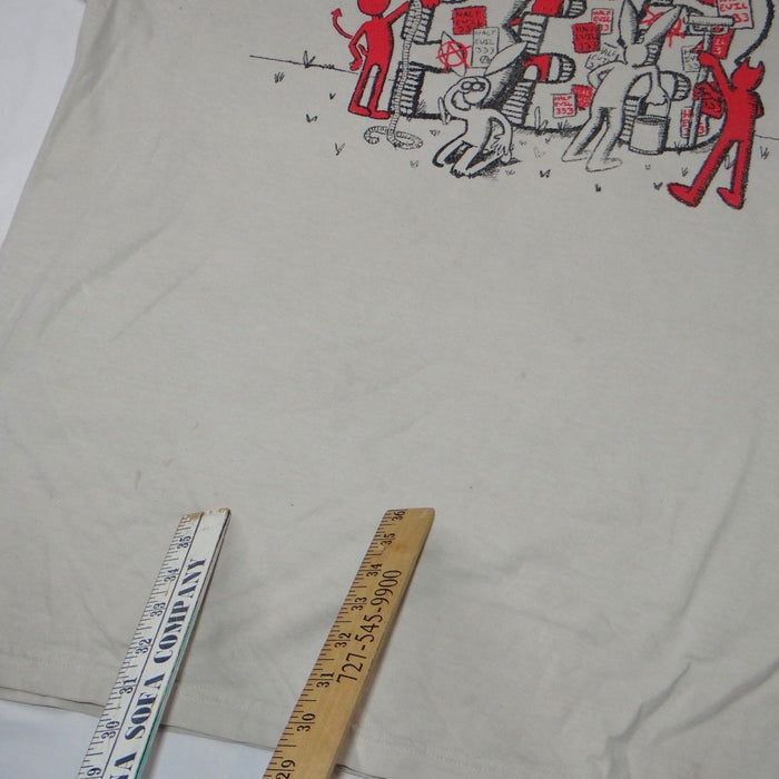 Half Evil 333 Mens Graphic T Shirt Cream Off White Devils Rabbits Streetwear XL4