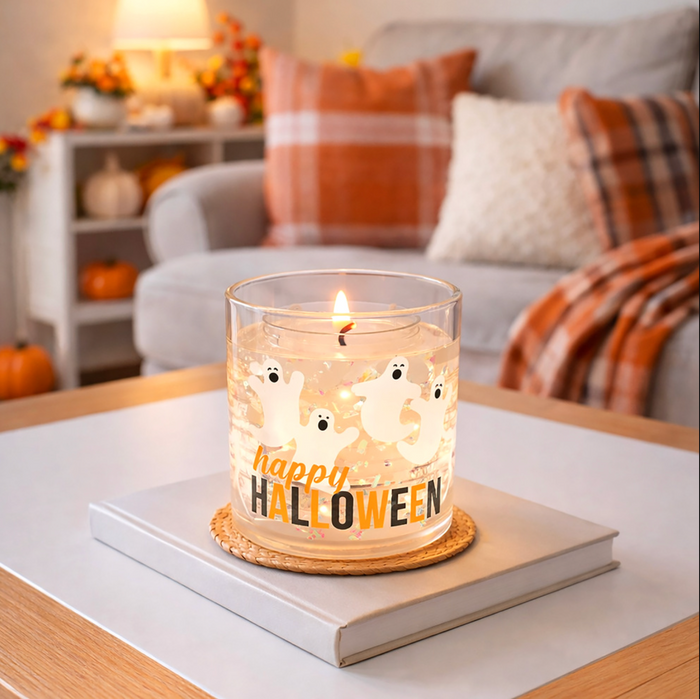 Halloween - 5 oz Refillable Soy Wax Candle with LED