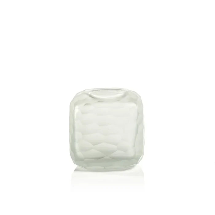 HAMMERED FROSTED GLASS VASE - CLEAR - SMALL
