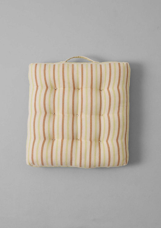 Hand Woven Stripe Seat Cushion | Ecru/Washed Lime