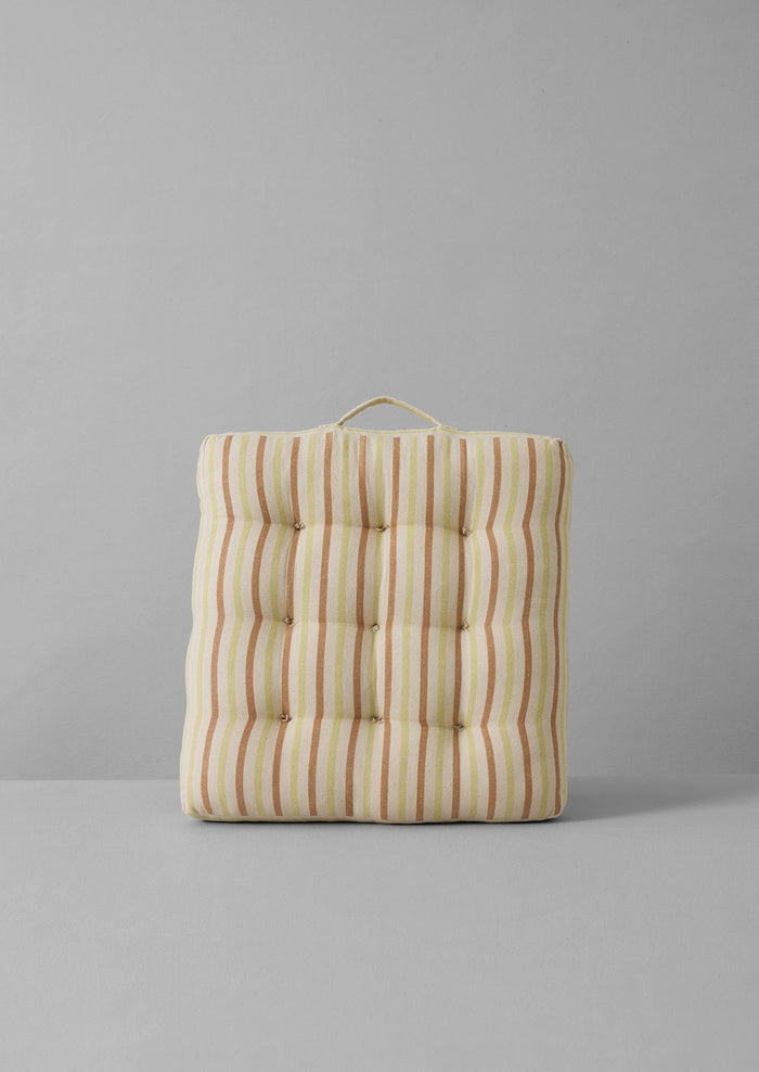 Hand Woven Stripe Seat Cushion | Ecru/Washed Lime
