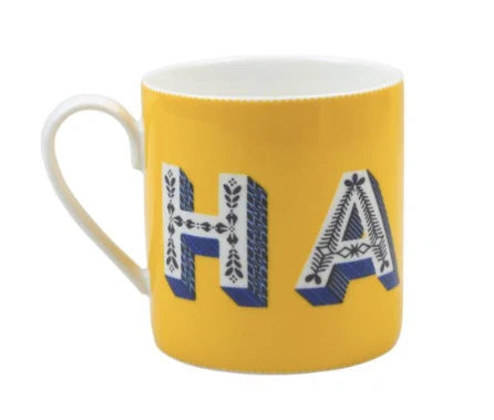 HAPPY MUG FINE PORCELAIN-YELLOW