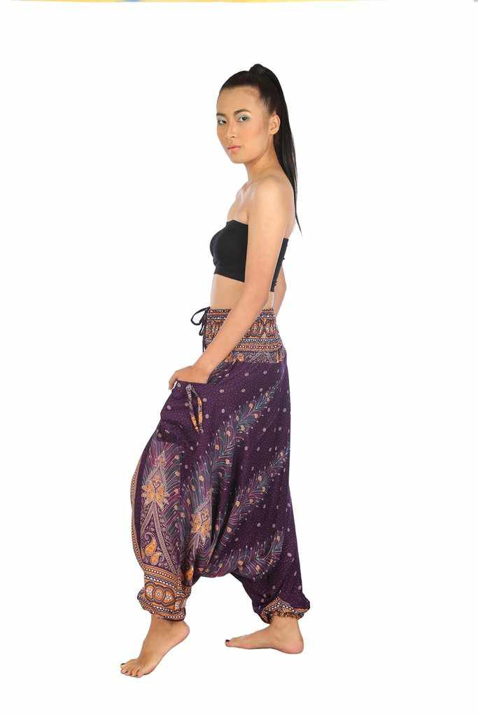 Harem Pants Peacock Print - Lannaclothesdesign Shop