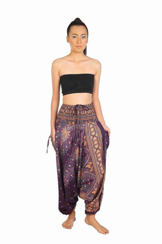 Harem Pants Peacock Print - Lannaclothesdesign Shop