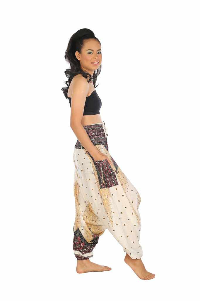 Harem Pants Peacock Print - Lannaclothesdesign Shop