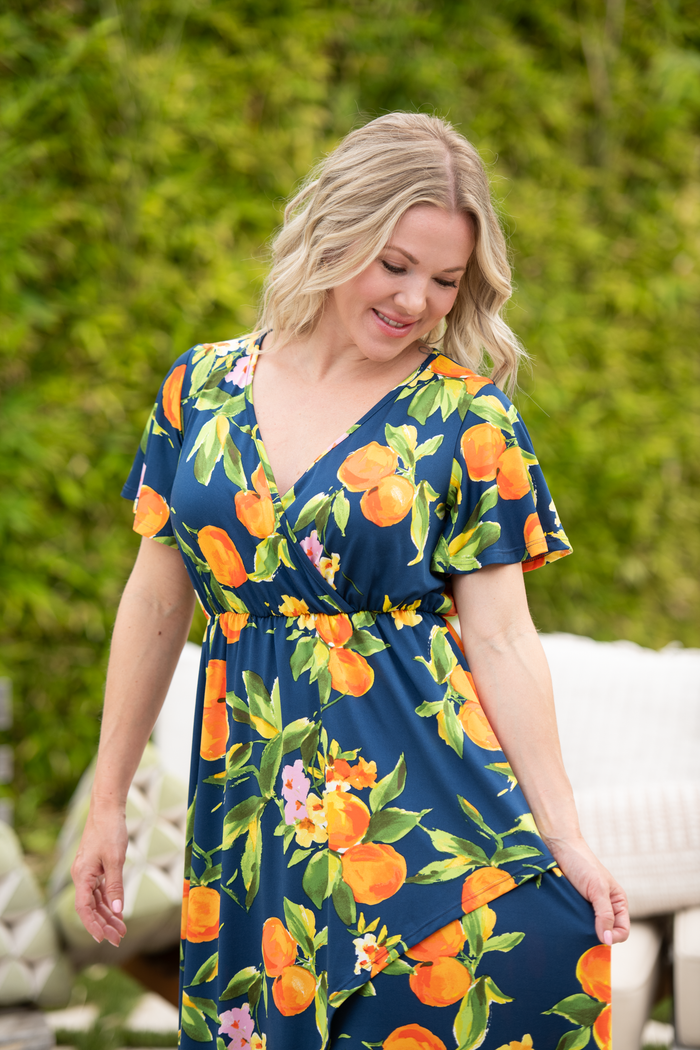 Harley High-Low Dress - Navy Citrus