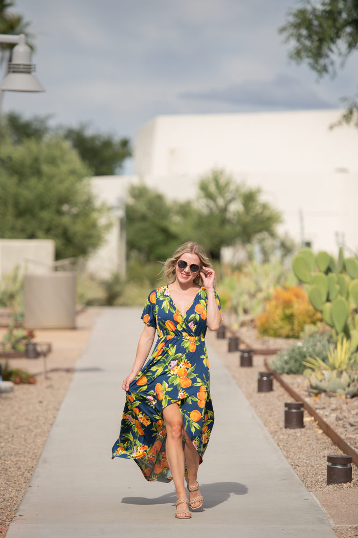 Harley High-Low Dress - Navy Citrus