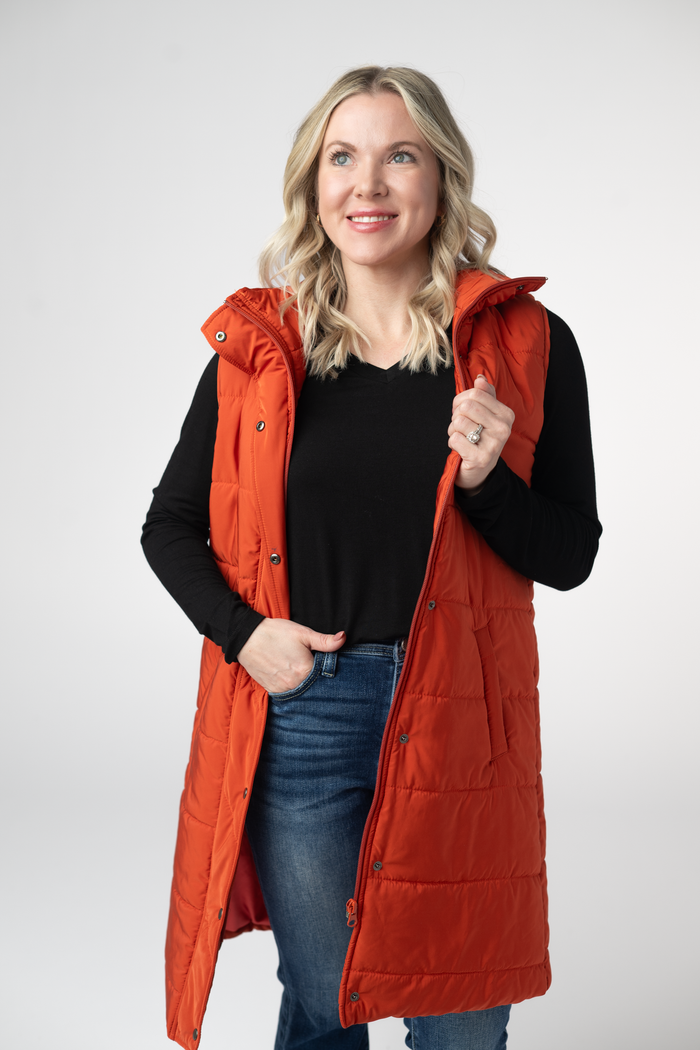 Harlow Long Vest - Pumpkin