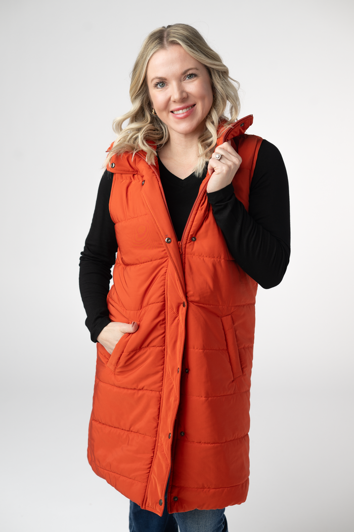 Harlow Long Vest - Pumpkin