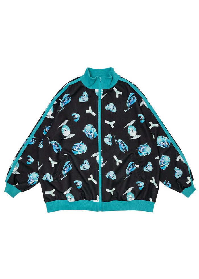 ACDC Rag Hatsune Miku Forever Black Mint Jersey Oversized Jacket — front view