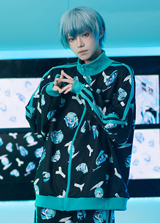 ACDC Rag Hatsune Miku Forever Black Mint Jersey Oversized Jacket — model view