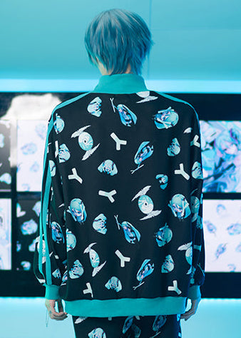ACDC Rag Hatsune Miku Forever Black Mint Jersey Oversized Jacket — model back view