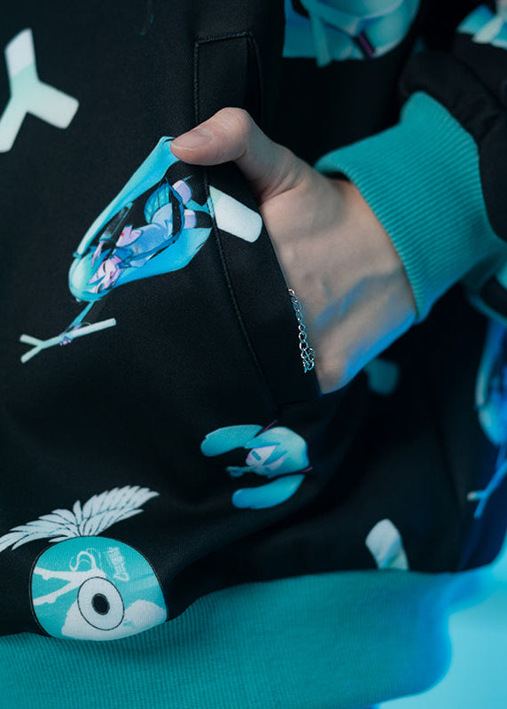 ACDC Rag Hatsune Miku Forever Black Mint Jersey Oversized Jacket — detail shot 2