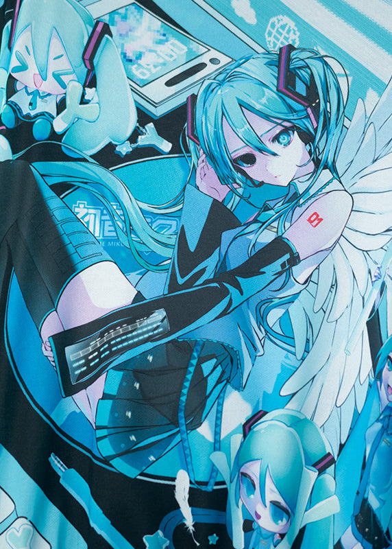 ACDC Rag Hatsune Miku Forever Black Mint Oversized Hoodie — detail shot