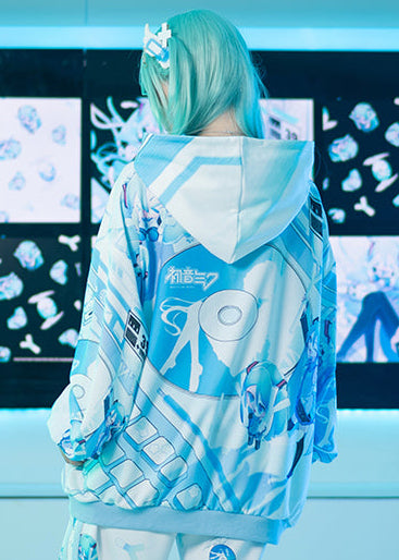 ACDC Rag Hatsune Miku Forever Light Blue Oversized Hoodie — model back view